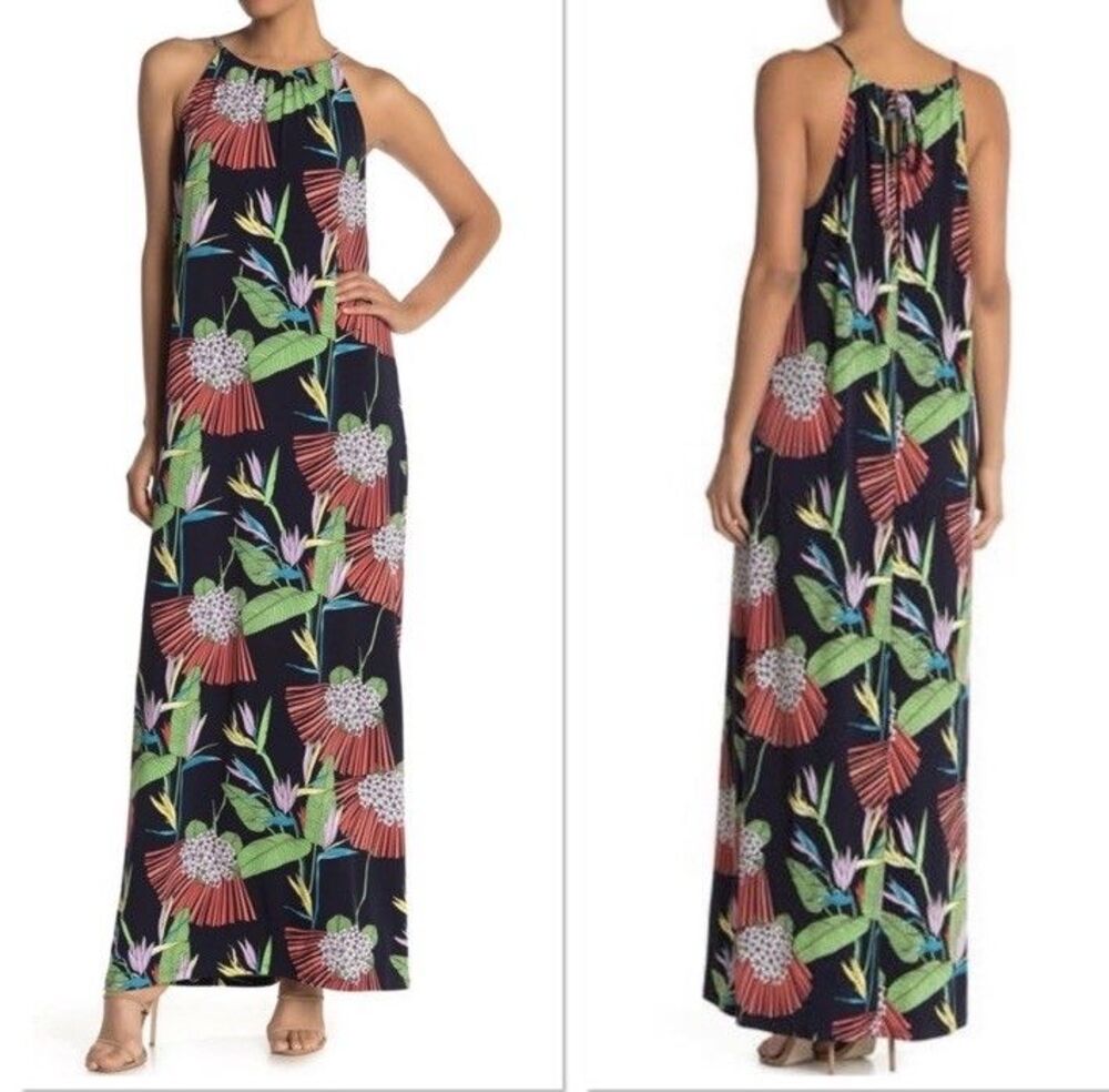 Trina Turk Milian 2 Floral Maxi Halter Dress Women Large Tropical Floral Resort - Picture 6 of 6